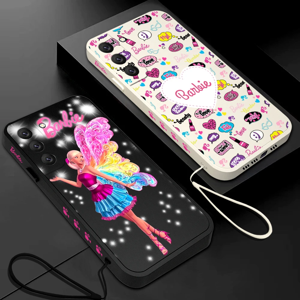 

Cute Barbies Doll Fashion Phone Case For Samsung Galaxy S23 S22 S21 S20 Ultra FE S10 4G S9 Note 20 10 9 Plus With Lanyard Cover