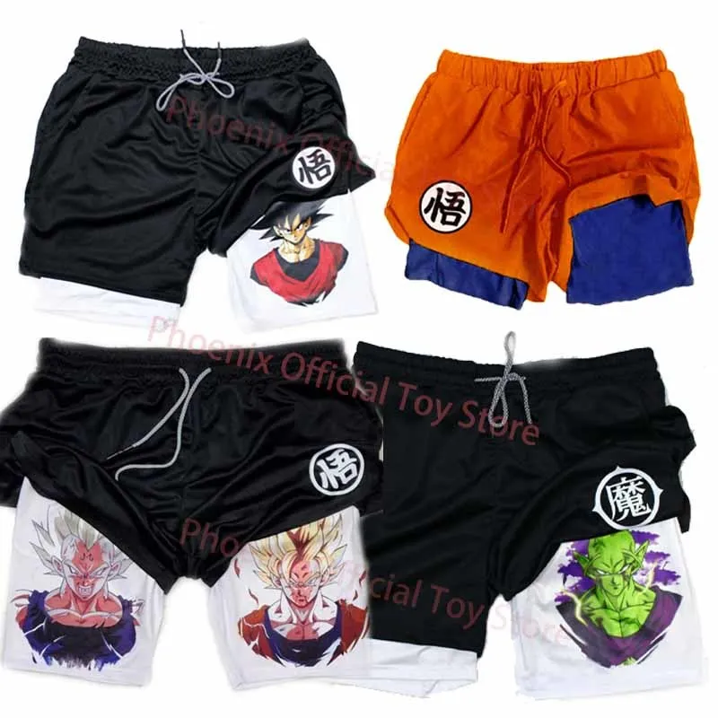 

Dragon Ball Z Double Layer Beach Shorts Anime Son Goku Sport Short Pants Piccolo Outdoor Casual Sportswear For Men Jogger Gift