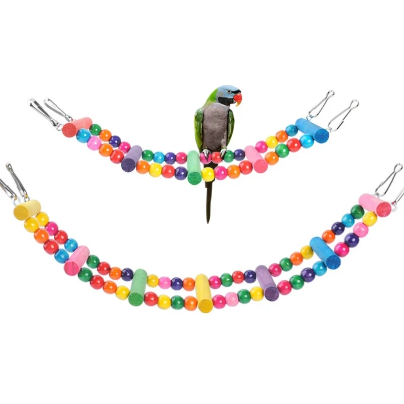 

Parrot Pet Bird Wood Ladder Climb Cableway Hamster Toys Rope Bites Harness Cage Platform Parakeet For Home Training Accessories