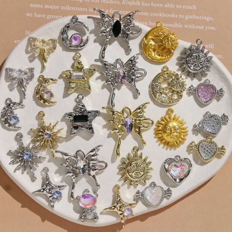 

2023 pink love Butterfly Planet earrings Women's Light luxury simple DIY accessories beads original ins