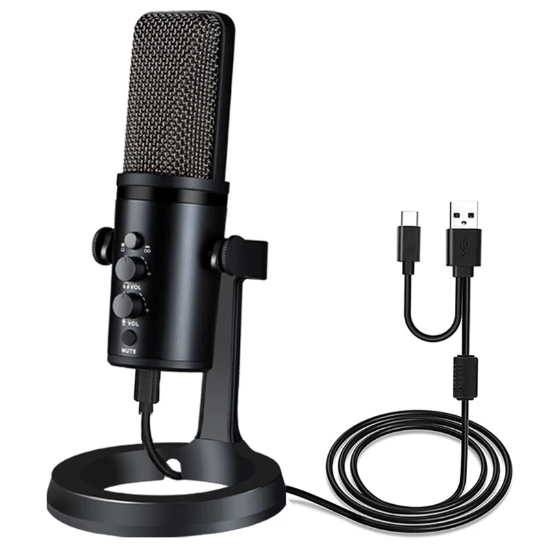 

Computer Live Broadcast Equipment USB Condenser Microphone E-Sports Game Microphone Recording With LED Light Effect