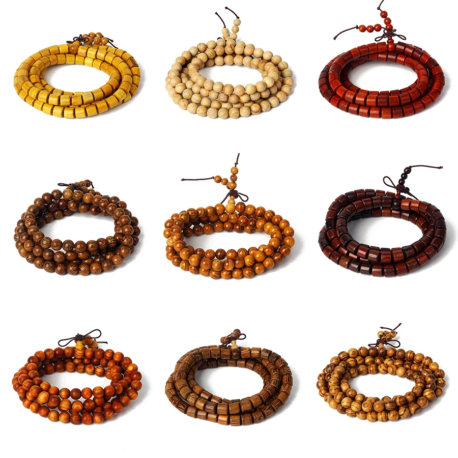 

Multilayer 108 Wood Beads Bracelets Men Buddha Mala Prayer Yoga Bracelets for Women Wenge Tibetan Buddhist Meditation Jewelry