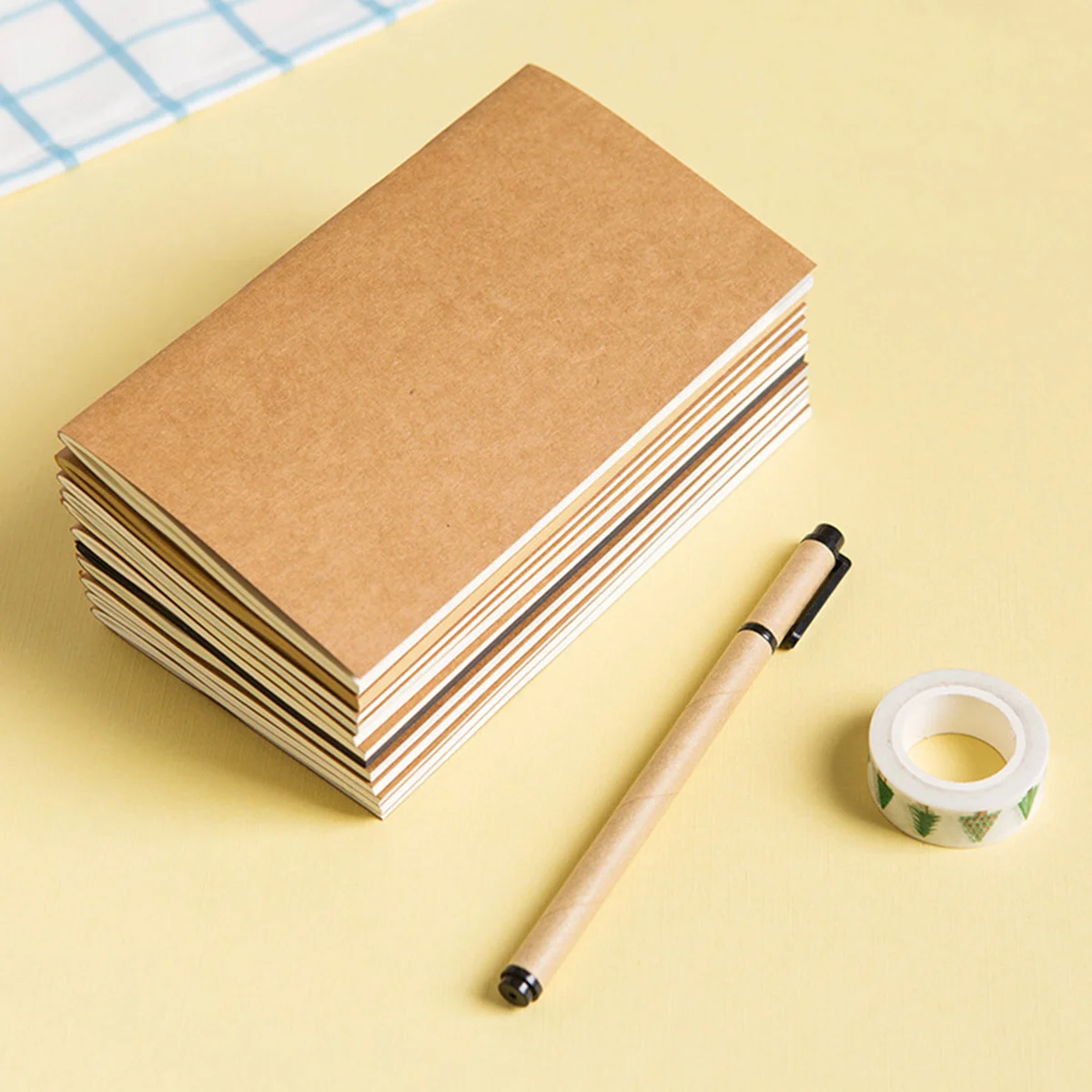 

12Pcs Journal Notebook Blank Kraft Paper Vintage Sketch Notebooks Memo Diary Subject Notebooks Planner Memo Pad for Checkered