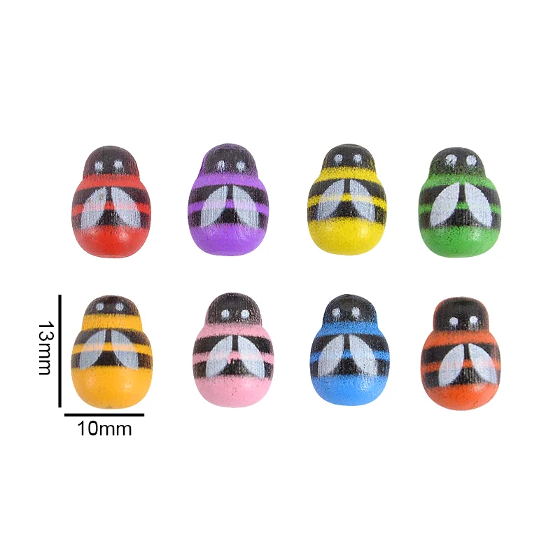 100 шт. деревянные разноцветные божьи коровки с клеем