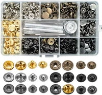 12 5mm leather snap fasteners kit metal button snaps press studs 4 installation tools 6 color leather snaps for clothesjackets