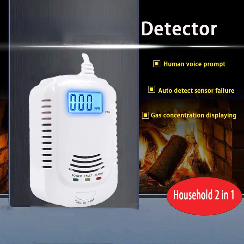 

Пожарная сигнализация для дома, детектор утечки газа CO, горючий пропан Бутан метан, датчик природного газа, противопожарная сигнализация, е...