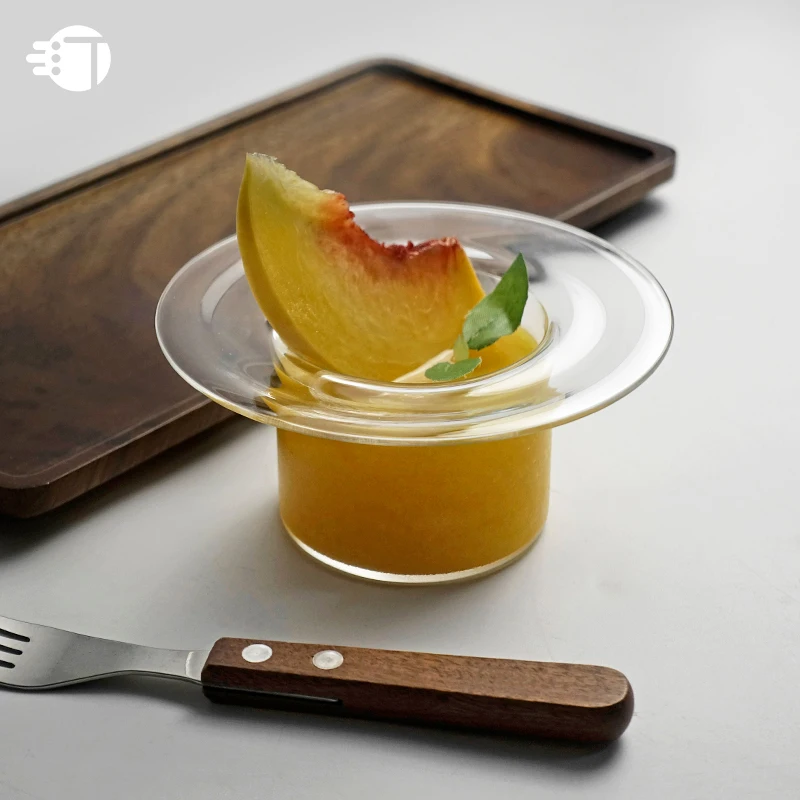 

New Glass Bowl Cup Transparent Straw Hat Ice Cream Bubble Tea Cup Ins Salad Dessert Bowl Yogurt Mini Pudding Cup Fruit Plate