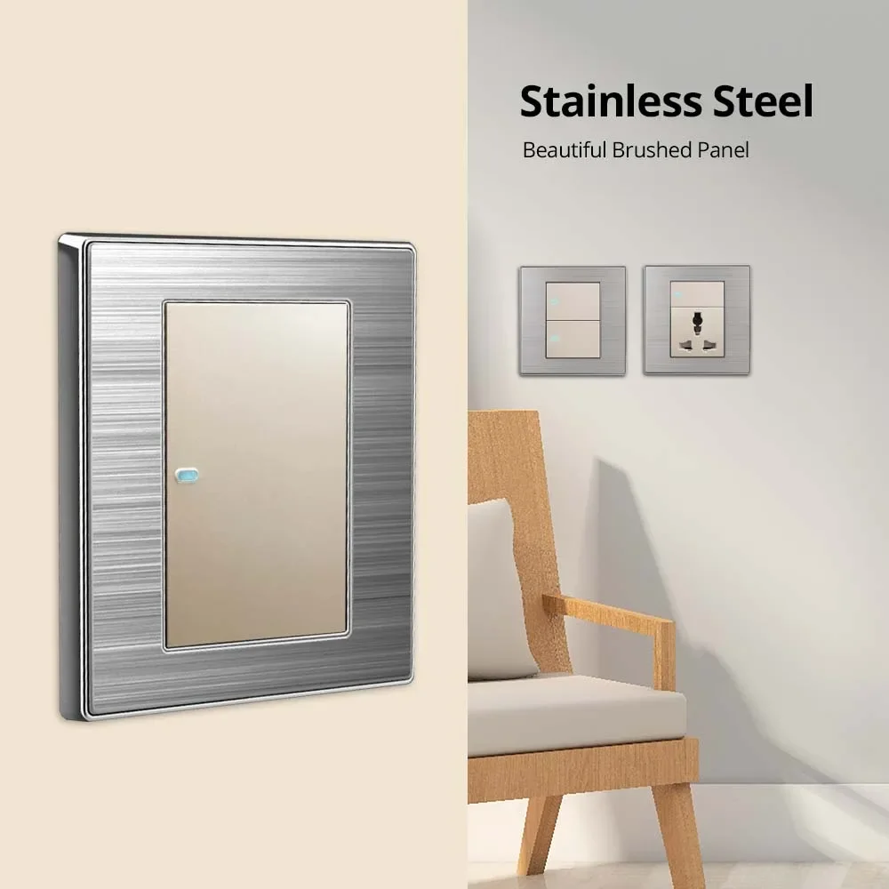 1 2 3 4-бандовый 2-сторонний настенный выключатель из нержавеющей стали с кнопкой