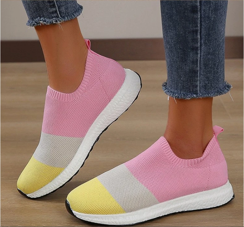 

New Fashion Flat Women's Sneakers Slip On Breathable Mesh Sport Platform Shoes Casual Outdoor Running Shoes