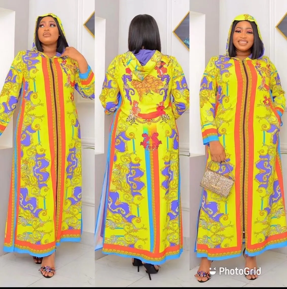 

Африканская Женская эластичная ткань, модный новый халат на молнии