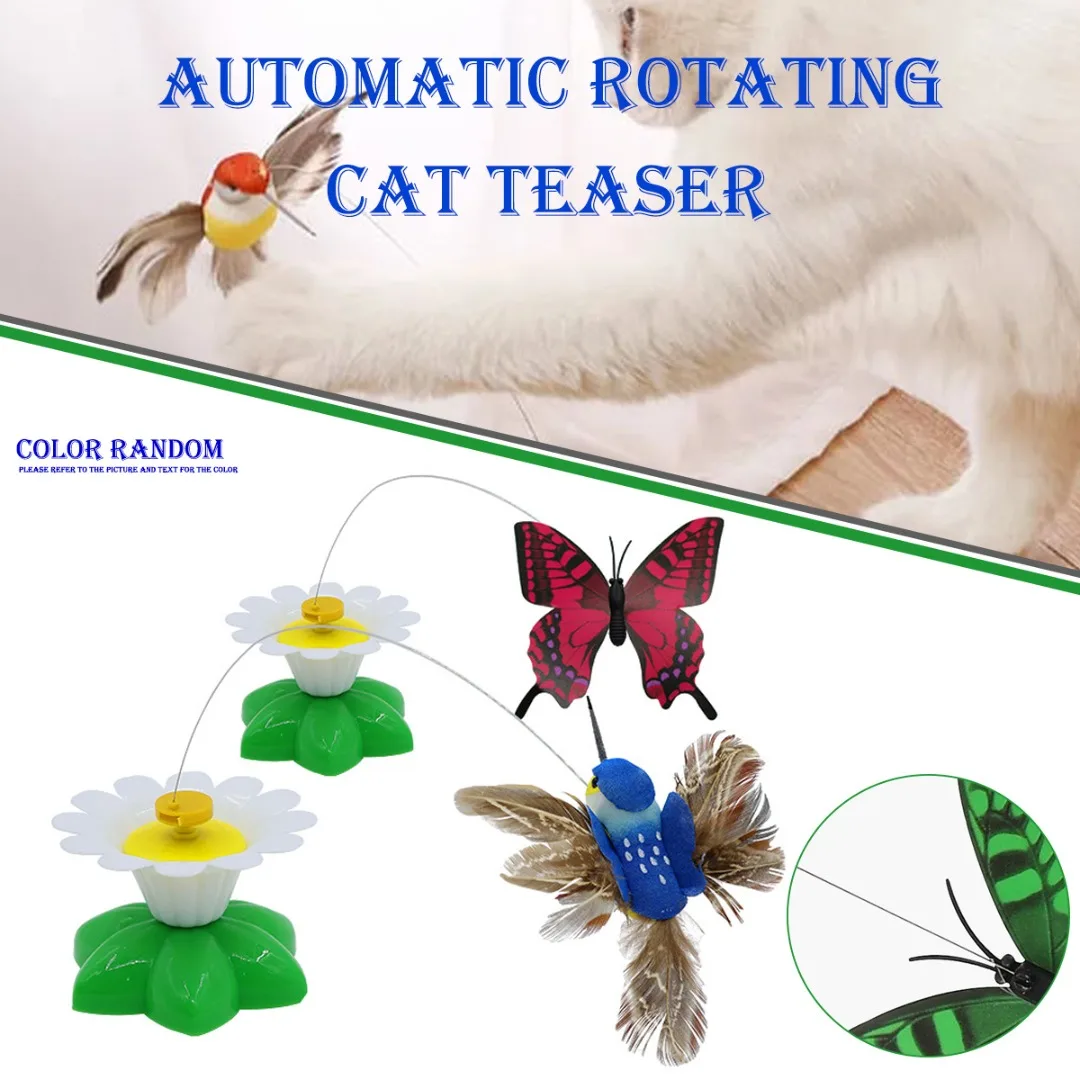

Автоматическая электрическая вращающаяся игрушка для кошек красочная бабочка птица в форме животного пластиковая смешная фотоинтерактивная тренировочная игрушка