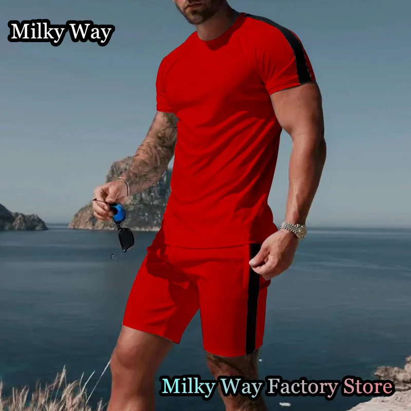 Men Summer Casual Tracksuit 2 Pieces  T-Shirt Shorts Set Male Fashion Outfit Popular Jogging Suit SportswearClothingr Hot Sale