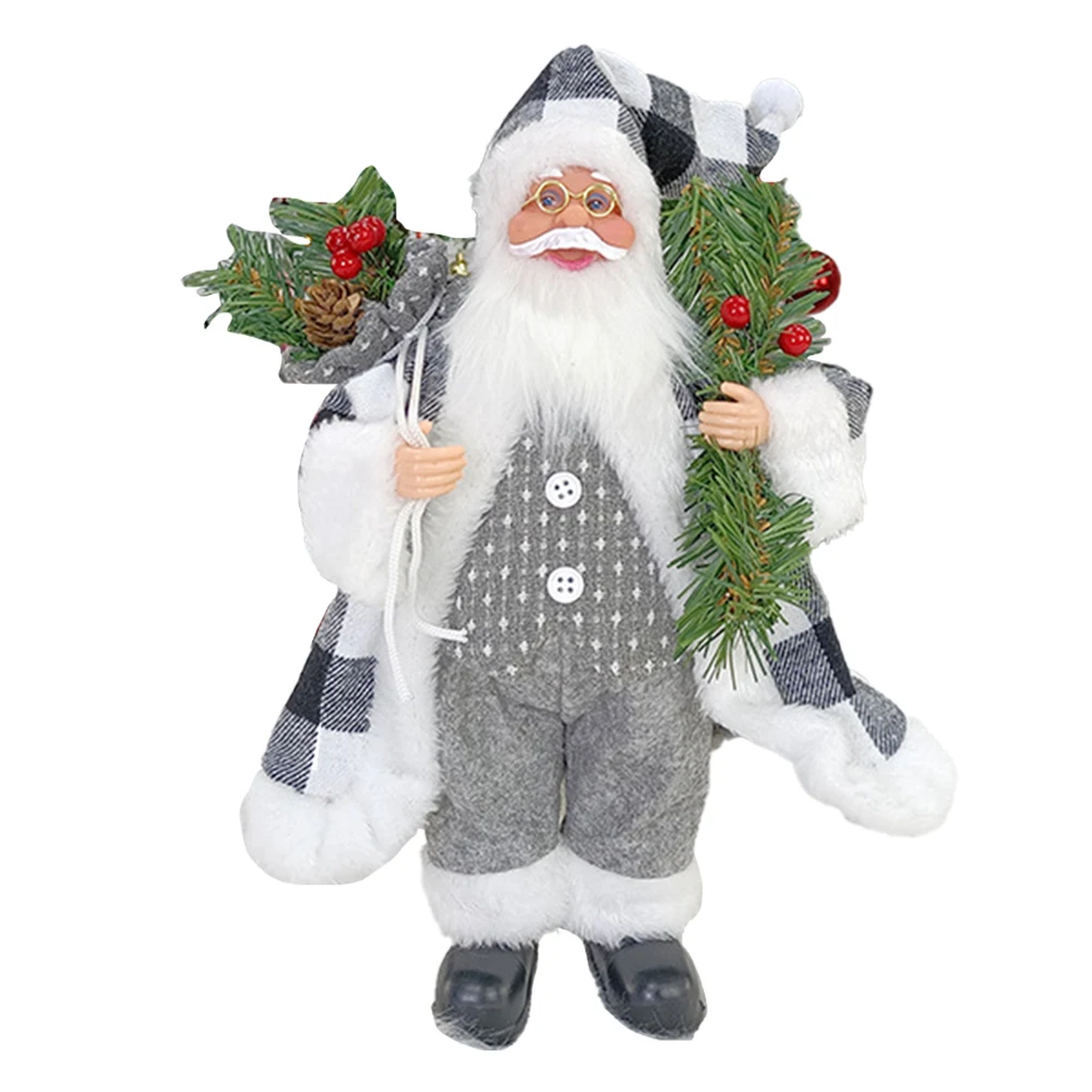 

1pc Standing Santa Claus Doll 2024 Xmas Decor For Home Navidad Party Ornaments Happy New Year 2023 Kids Gifts