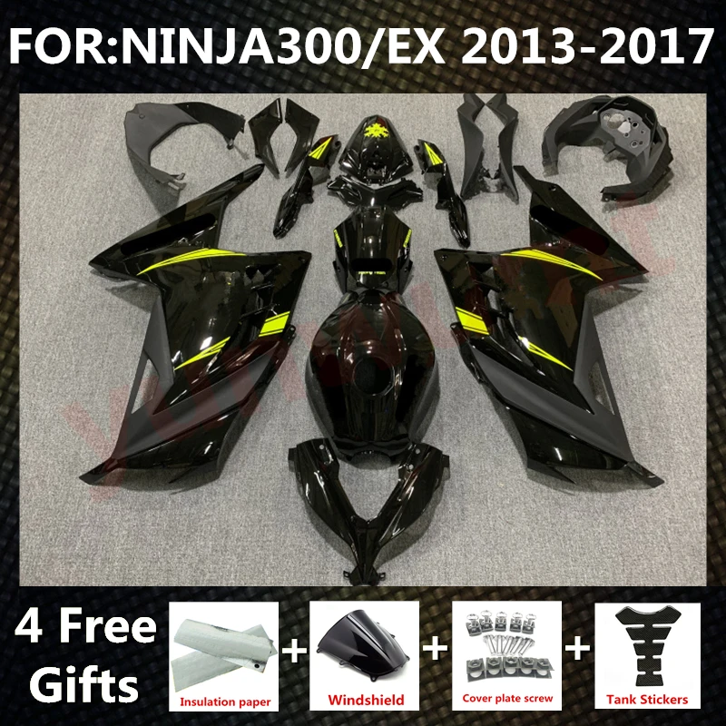

New ABS Motorcycle Fairing kits Fit for ninja 300 ninja300 2013 2014 2015 2016 2017 EX300 ZX300R fairings kit set yellow black