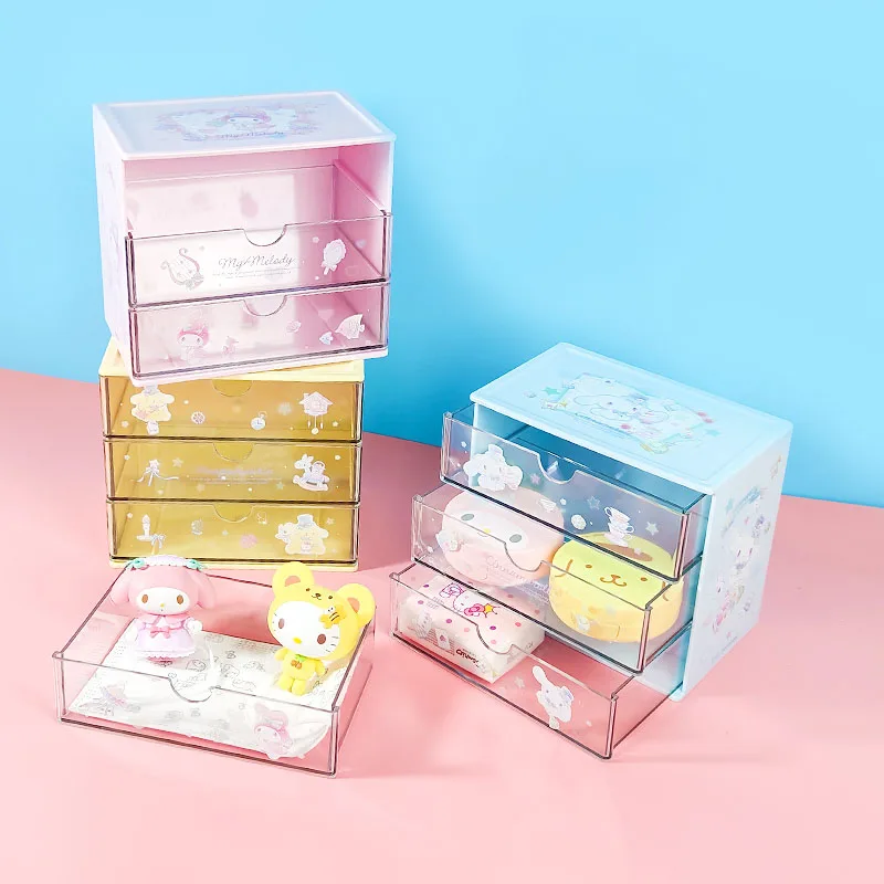 

Милый Контейнер для хранения Sanrio в стиле аниме, милая шкатулка с коричным листьем My Melody PompomPurin, шкатулка для драгоценностей, мультяшный Наст...