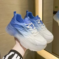 2022 fashion white chunky sneakers women new cool high heels casual footwear ladie blue pink green flats shoes for women walking
