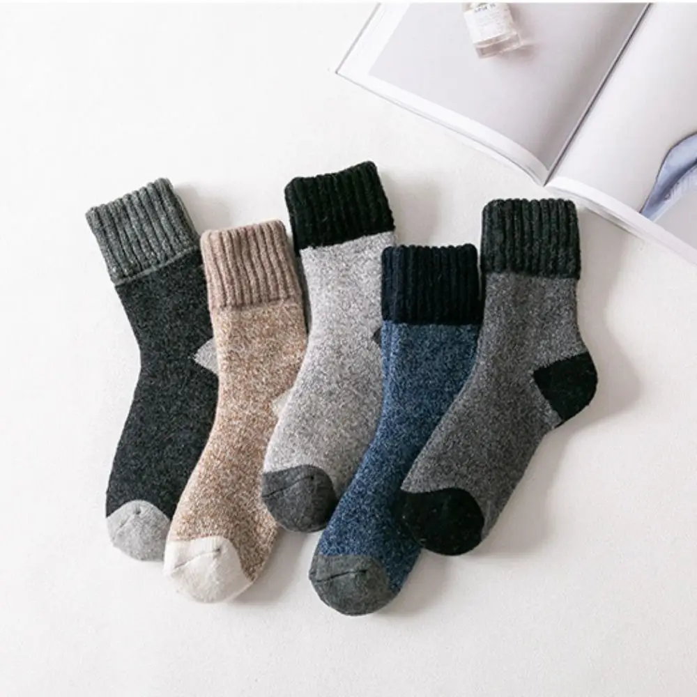 

Winter Simple Thick Socks Trendy Patchwork Color Fashion Solid Color Korean Style Man Socks Cotton Middle Tube Hosiery