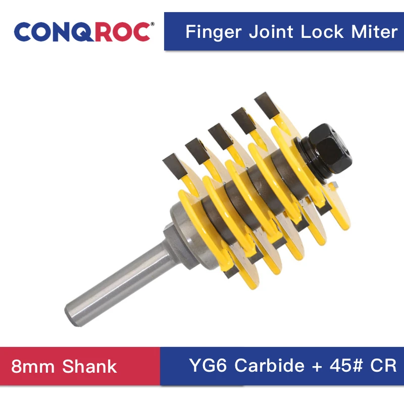

8mm Shank 10-Wing Finger Joint Router Bit Tungsten Carbide Woodworing Milling Cutter Cutting Length-36mm Cutting Depth-12.7mm
