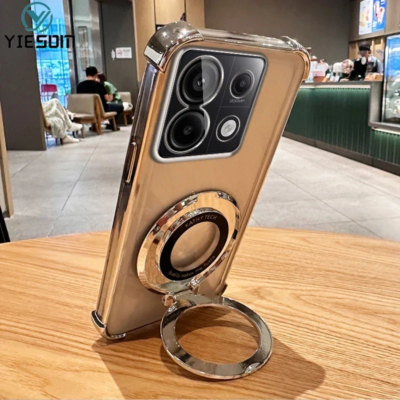 Магнитная подставка прозрачный противоударный чехол для телефона Redmi Note 13 4G/Note Pro