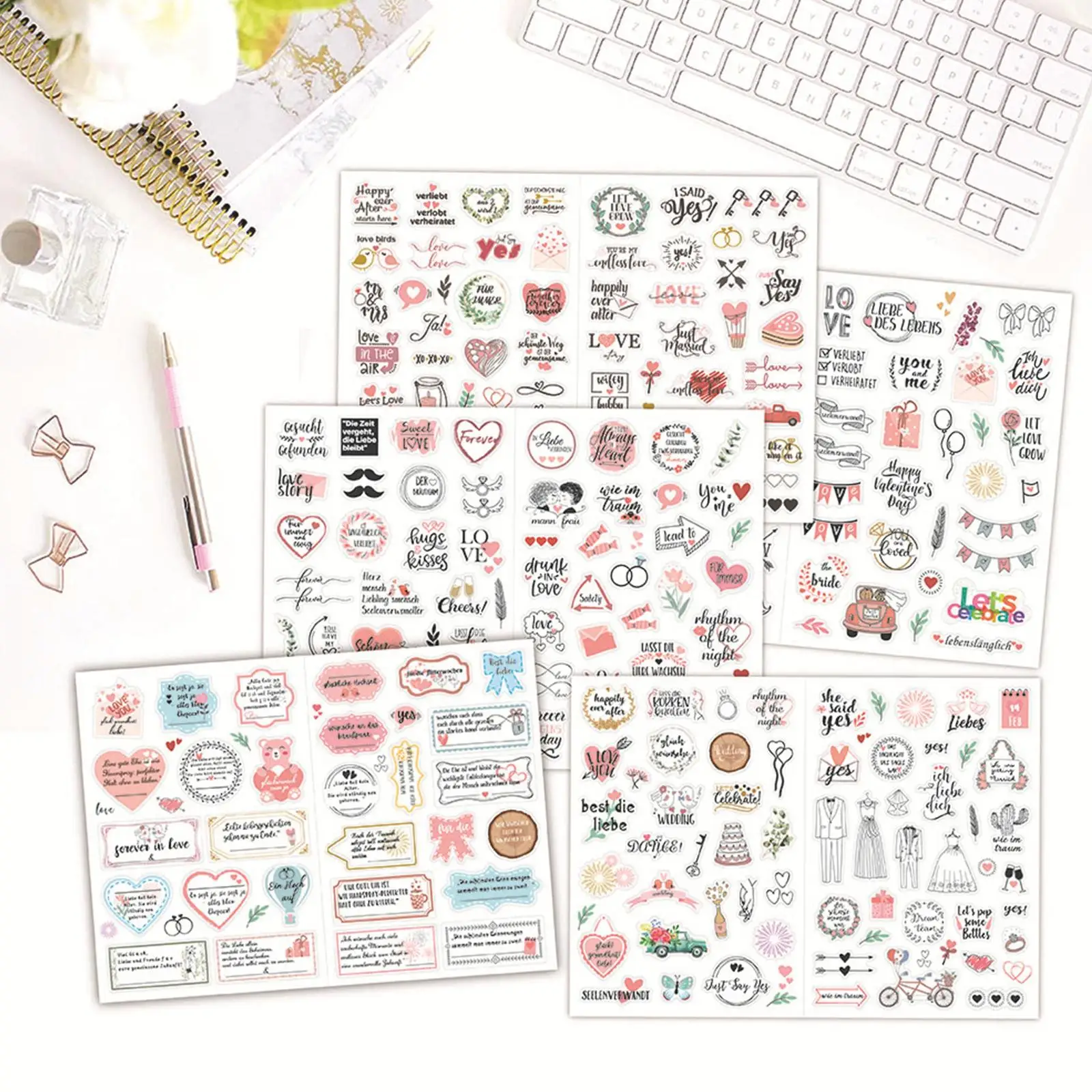 4/5 наклейки Свадебные стикеры Bliss водостойкие съемные плоские Наклейка Love