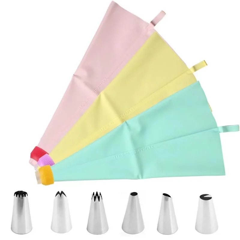 

8PCS/bag Piping Cream Pastry Bag + 6 Stainless Steel Cake Nozzle DIY Cake Decorating Tips Fondant Pastry Tools
