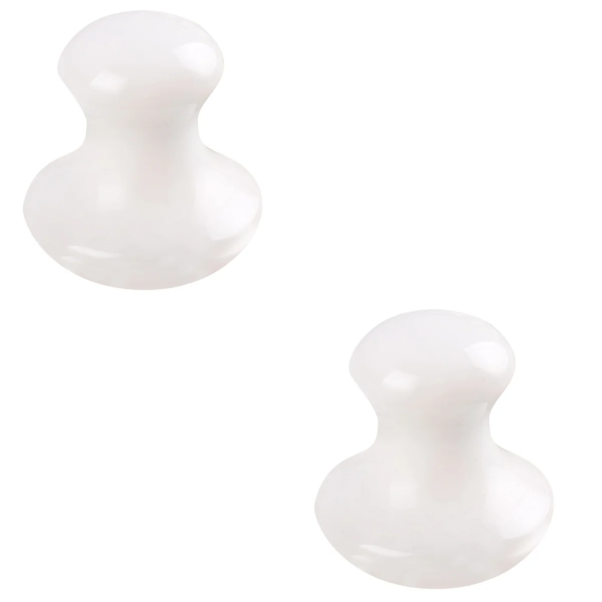 

2 pcs SPA Energy Round Stone Needle Oil Leading Jade Massage Mushroom Head Massager Scraping Device（White）