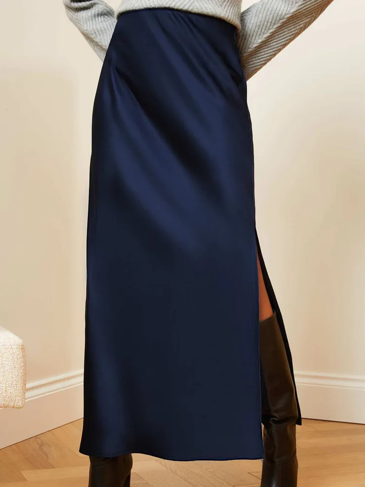 Новинка 2023 года женские атласные длинные юбки на весну и лето высококачественная