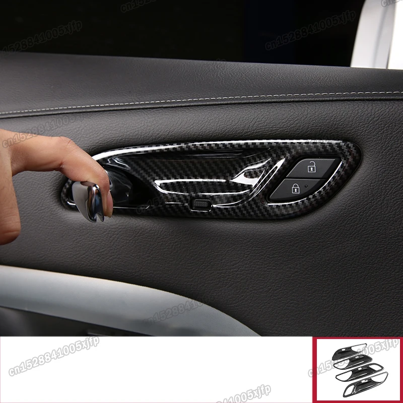 

carbon fiber Car Interior Door Handle Chrome Trim for Cadillac Xt4 2018 2019 2020 2021 Accessories Auto Decor Styling 2022