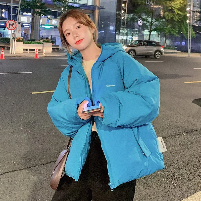 Winter Down Jacket 2021 Women Hooded Coat Female Thick Cotton Padded Ladies Overcoat Solid Colors Hoodies New Casual Loose Parka