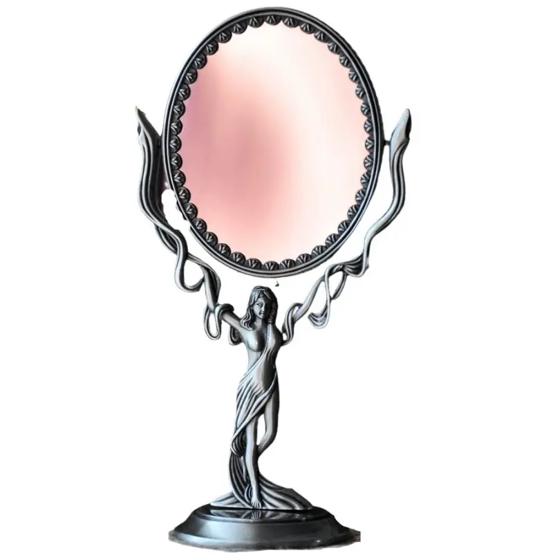 

Европейское Ретро Зеркало с откидной крышкой, двухстороннее креативное милое маленькое настольное зеркало для макияжа принцессы, Туалетны...