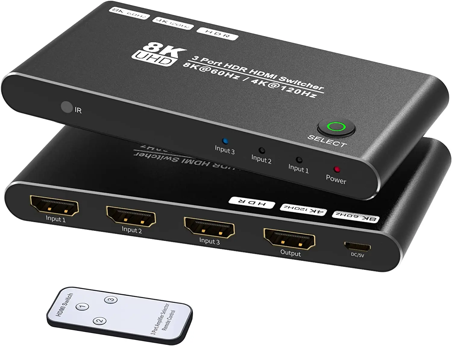 

Коммутатор 8K HDMI-совместимый с ИК-пультом дистанционного управления 3 в 1 выход Ultra HD 2,1 8K @ 60 Гц 4K @ 120 Гц коммутатор с 3 портами высокая скорость ...