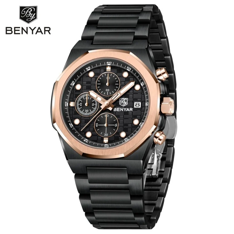 Фото BENYAR 5216, новые многофункциональные роскошные мужские часы, кварцевые LD57, водонепроницаемые светящиеся часы с хронографом и календарем, деловые часы для мужчин №2