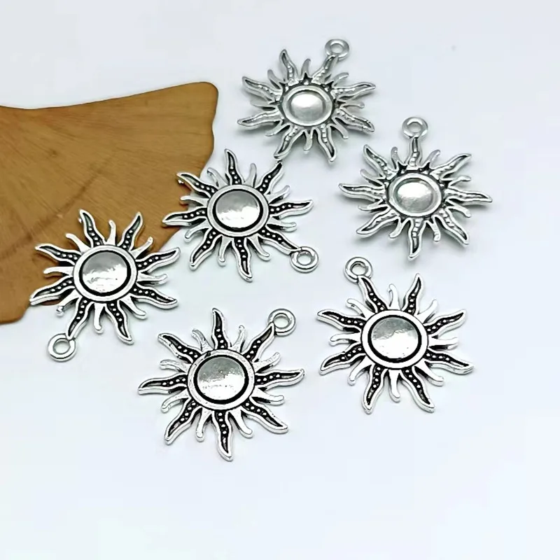 

10pcs 28x25mm Antique Silver Color Sun Charms Pendant For Jewelry Making DIY Jewelry Findings charms for jewelry making