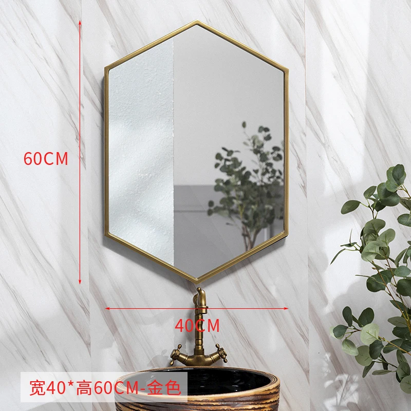 Mirror Frame Gold Geometric Full Length Nordic Big Wall Mirror Vanity Bedroom Body Aesthetic Metal Iron Wanddeko Home Decor Gift images - 6