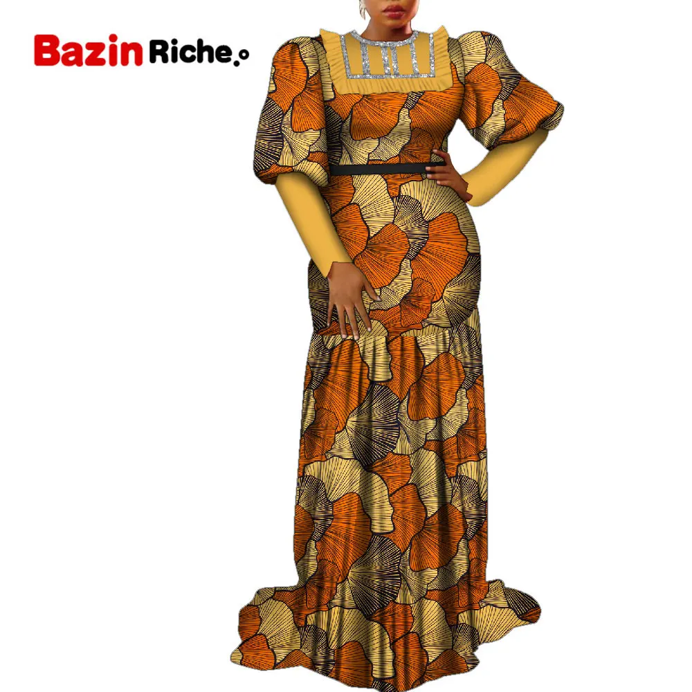Dashiki Print Dresses for Women 2023 Fashion Half Sleeve Party Plus Size 6XL Bazin Riche Clothing WY1026