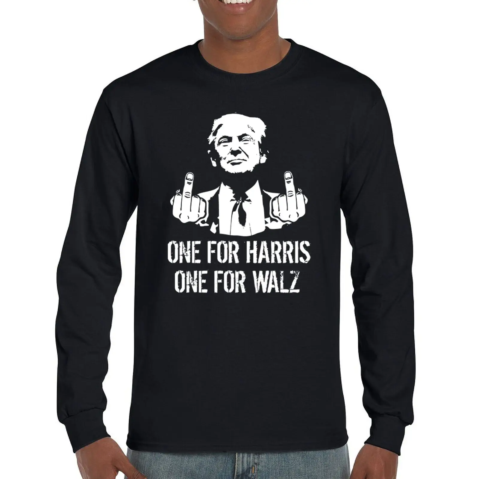 Футболка с длинным рукавом Donald Trump One For Harris Walz President MAGA 24