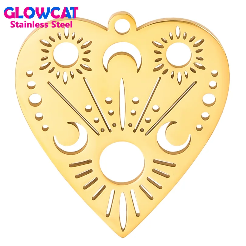 

7pcs Fashion Heart Shaped Hollow Sun Moon Charms For Jewelry Making Handmade DIY Earrings Necklace Pendant Jewelry Accessories