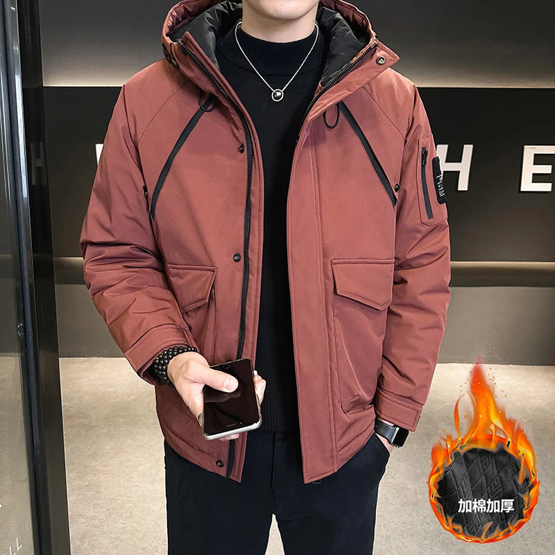 Повседневные мужские куртки с капюшоном на хлопковом наполнителе Осень-зима 2024