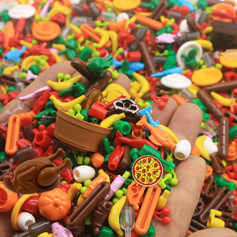 

Creative Friends Foods Building Blocks City Accessories Parts Food Drink Set Fruit Bread Kitchen MOC Brick Girls Toys Children