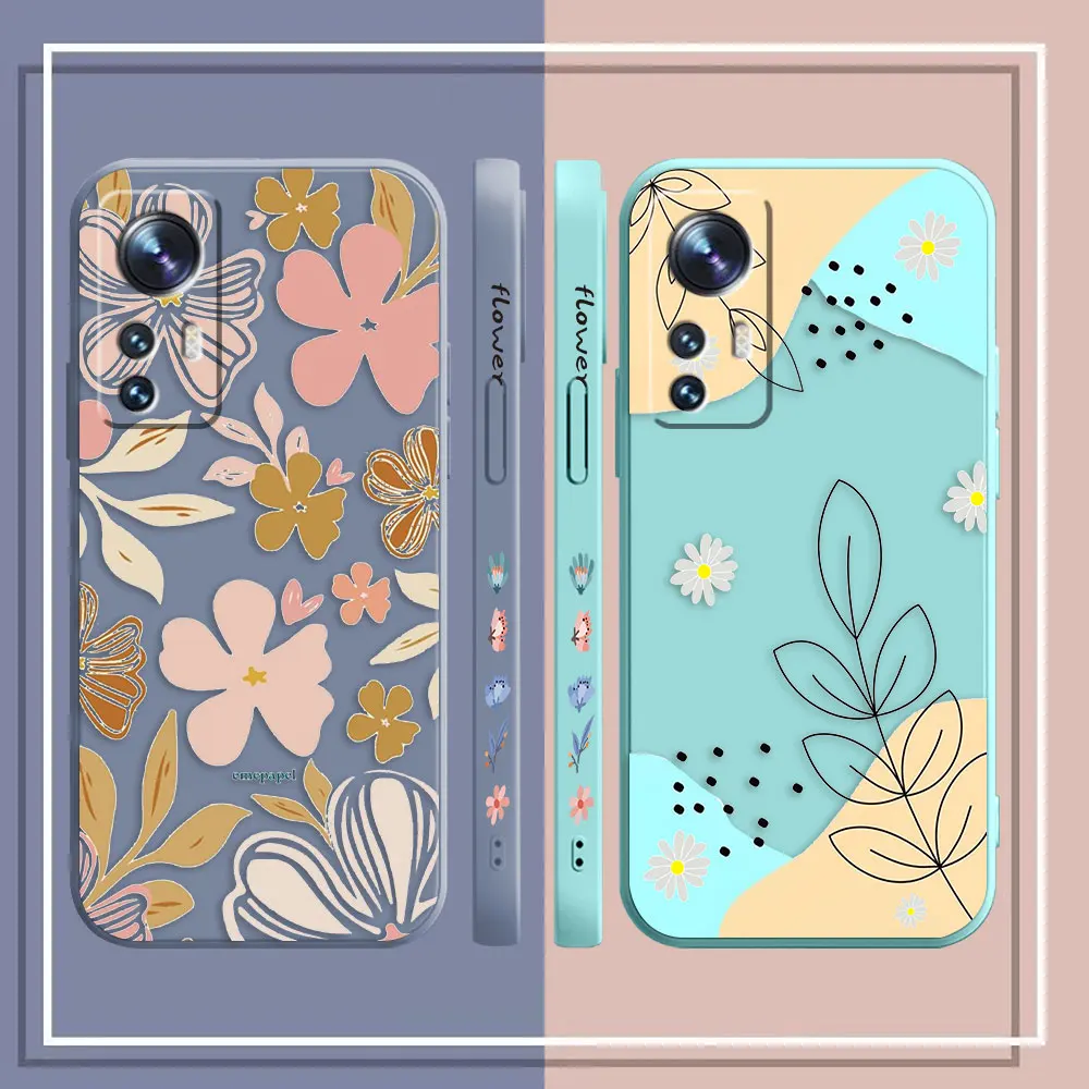 Phone Case For Xiaomi 13 12 12T 12S 11 11T 10 10S 9 Pro Ultra Lite Colour Simple Case Cover Funda Cqoue Shell Capa Summer Flower