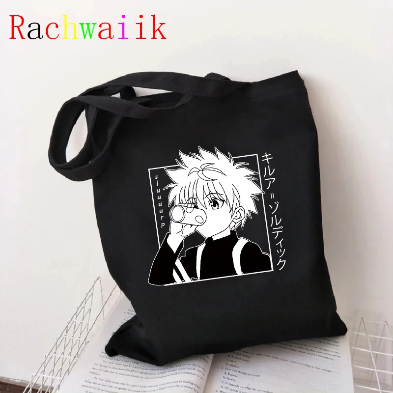 

japanese Anime hunter x hunter Shopping Bag Eco Manga Tote Harajuku Shopper Bag Women Canvas Shoulder Bag Killua Zoldyck Hisoka