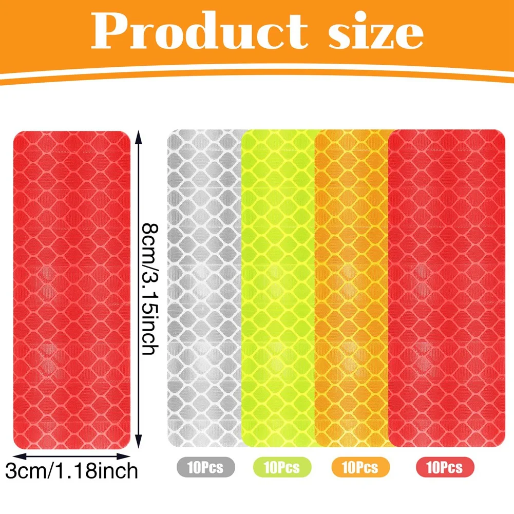 

40 Pcs Reflective Tape, Reflector Tape Waterproof Reflective Stickers Night Visibility Dot Reflective Tape for Trailers