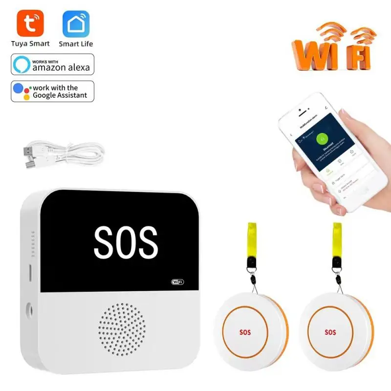 

TUYA WiFi SOS Button Wireless Elderly Panic Alarm System Caregiver Pager Nurse Emergency 433mhz Watch Call Senior Old People