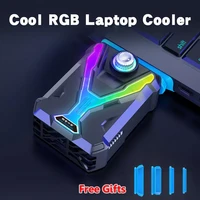 cool rgb light gaming laptop cooler silent exhaust laptop cooling pad for 12 21 inches notebooks 3600rpm adjustable wind speed