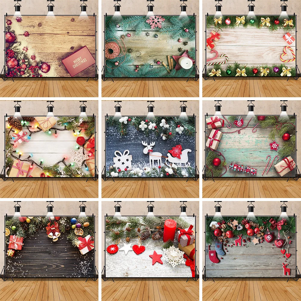 

Фотофон для студийвечерние фотосъемки с изображением рождественской деревянной доски для детской фотосъемки