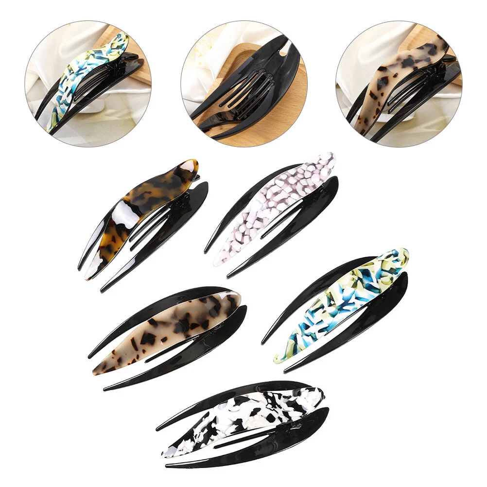 

5 Pcs Hairpin Clips Styling Sectioning Flat Claw Barrettes Thick Women Accessories Gems Decorative Jewelry Wedding