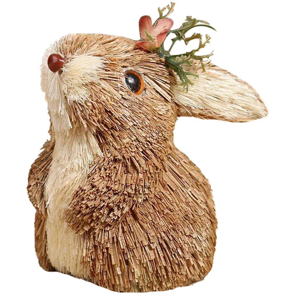 

Bunny Decor Statue Rabbit Outdoor Desktop Statues Home Easter Sisal Ornaments Creative Cute Model Bunnies Resin Craft