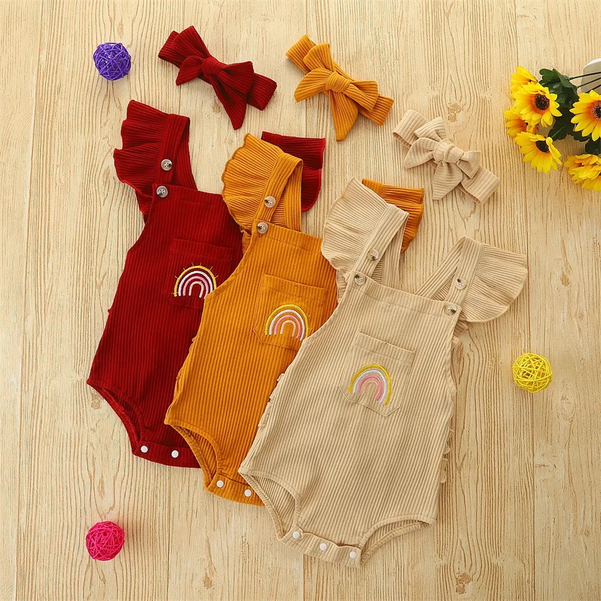 

Summer Newborn Infant Baby Girls Romper + Headband Suits for Kids Fashion Baby Clothing