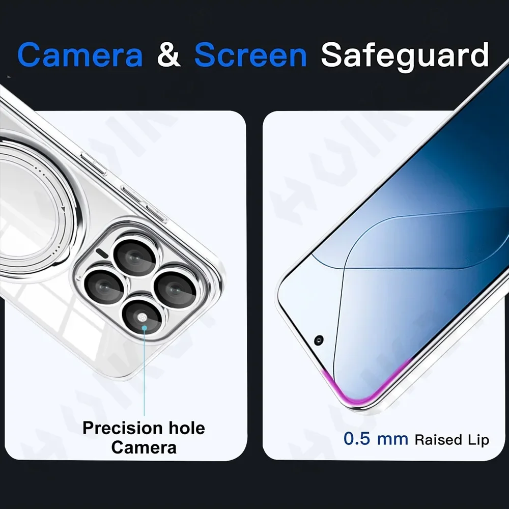 Чехол для Xiaomi 14T Pro Redmi Note 13 Plus 4G 5G Poco X6 Magsafe с прозрачным кольцом и беспроводной