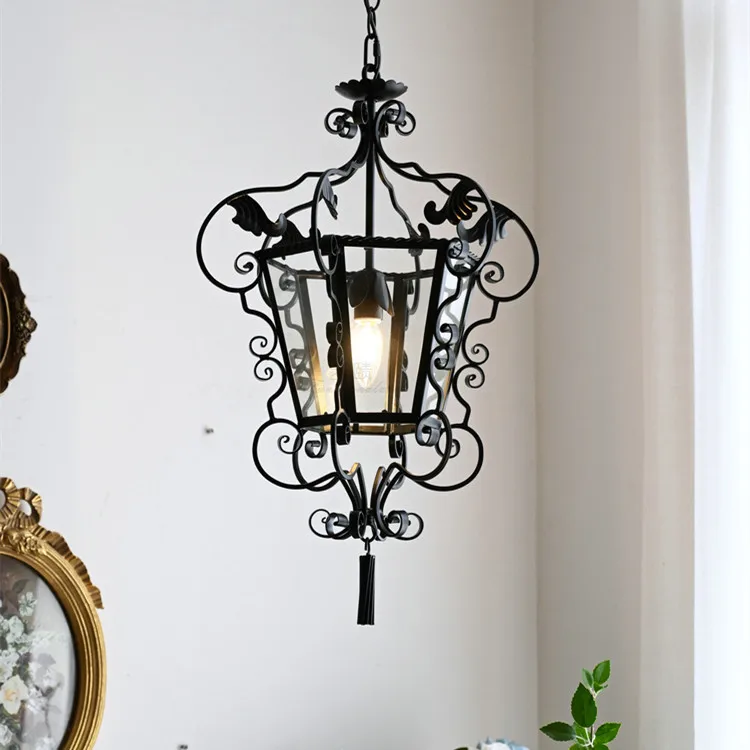 

French rural chandelier Baroque American retro home stay bedroom living room hallway balcony iron chandelier